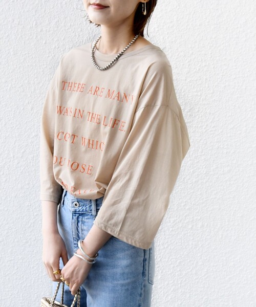 SHIPS(シップス)の「シアー ロゴ プリント 7分袖 TEE(Tシャツ/カットソー・レディース・オフホワイト/ベージュ・ONE SIZE)」の20枚目の写真