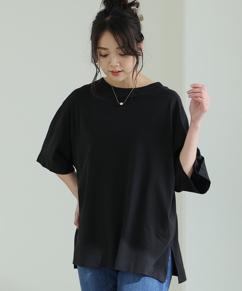ElegChic(エレグシック)の「前後2WAYビッグTシャツ(Tシャツ/カットソー・レディース・ブラック/オフホワイト/グレイッシュベージュ/杢グレー・M/4L/XL)」の16枚目の写真