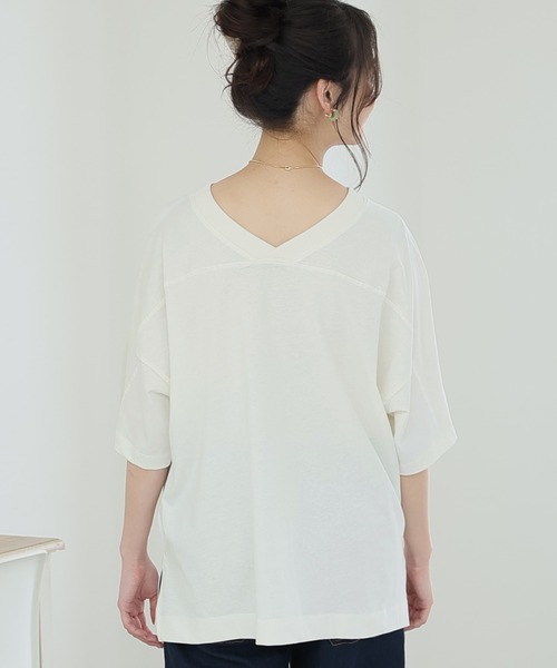 ElegChic(エレグシック)の「前後2WAYビッグTシャツ(Tシャツ/カットソー・レディース・ブラック/オフホワイト/グレイッシュベージュ/杢グレー・M/4L/XL)」の8枚目の写真