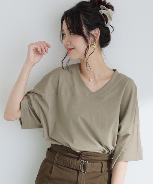 ElegChic(エレグシック)の「前後2WAYビッグTシャツ(Tシャツ/カットソー・レディース・ブラック/オフホワイト/グレイッシュベージュ/杢グレー・M/4L/XL)」の17枚目の写真
