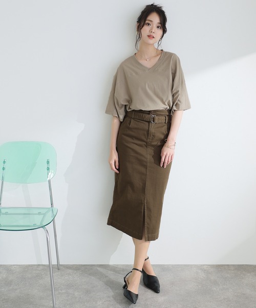 ElegChic(エレグシック)の「前後2WAYビッグTシャツ(Tシャツ/カットソー・レディース・ブラック/オフホワイト/グレイッシュベージュ/杢グレー・M/4L/XL)」の10枚目の写真