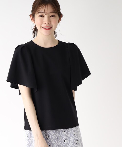 シルキータッチハンカチスリーブトップス【UV/接触冷感/イージーケア/洗濯機洗い可】