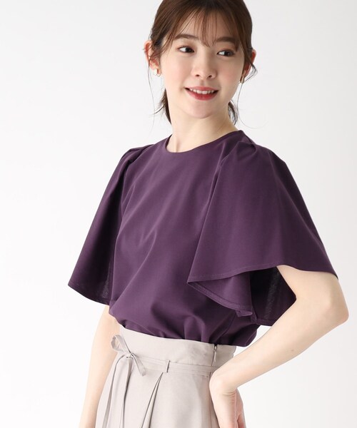 シルキータッチハンカチスリーブトップス【UV/接触冷感/イージーケア/洗濯機洗い可】
