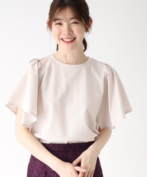 シルキータッチハンカチスリーブトップス【UV/接触冷感/イージーケア/洗濯機洗い可】