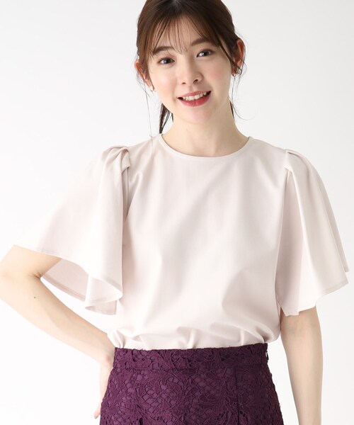 シルキータッチハンカチスリーブトップス【UV/接触冷感/イージーケア/洗濯機洗い可】