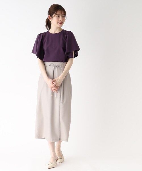 シルキータッチハンカチスリーブトップス【UV/接触冷感/イージーケア/洗濯機洗い可】