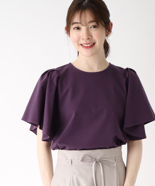 シルキータッチハンカチスリーブトップス【UV/接触冷感/イージーケア/洗濯機洗い可】