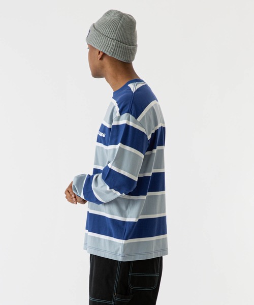 X-Large Standard Logo L/S T-Shirt Blue Tシャツ XLARGE（エクストララージ）の「STANDARD LOGO STRIPED L/S TEE