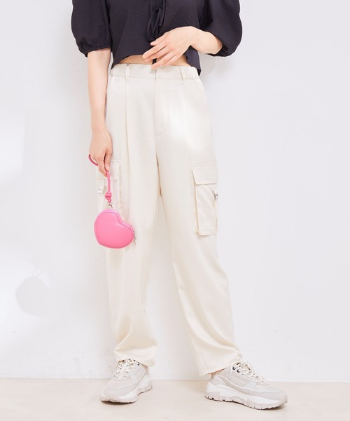 【接触冷感・洗える】サテンカーゴパンツ