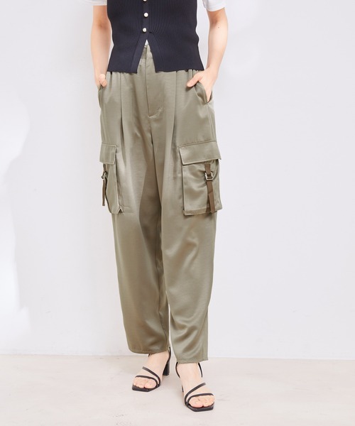 【接触冷感・洗える】サテンカーゴパンツ