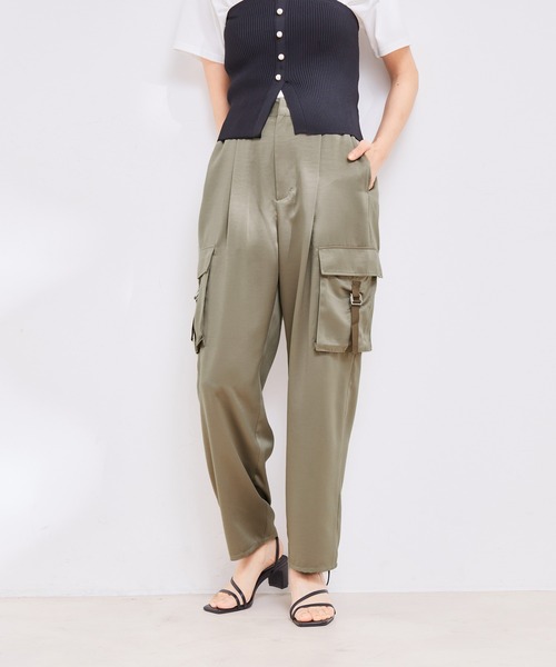 【接触冷感・洗える】サテンカーゴパンツ