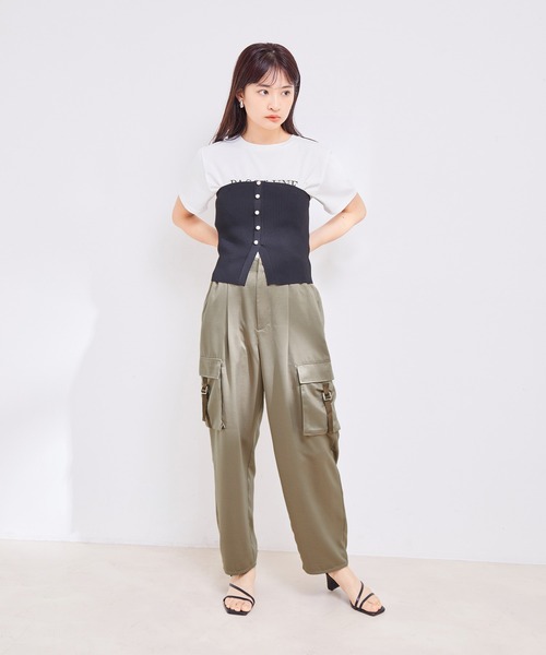【接触冷感・洗える】サテンカーゴパンツ