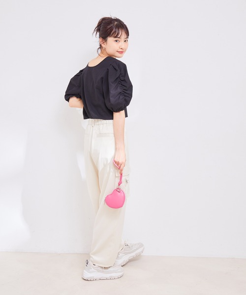 VIS(ビス)の「【接触冷感・洗える】サテンカーゴパンツ(カーゴパンツ・レディース・オリーブ/キナリ/ピンク・M/S)」の18枚目の写真