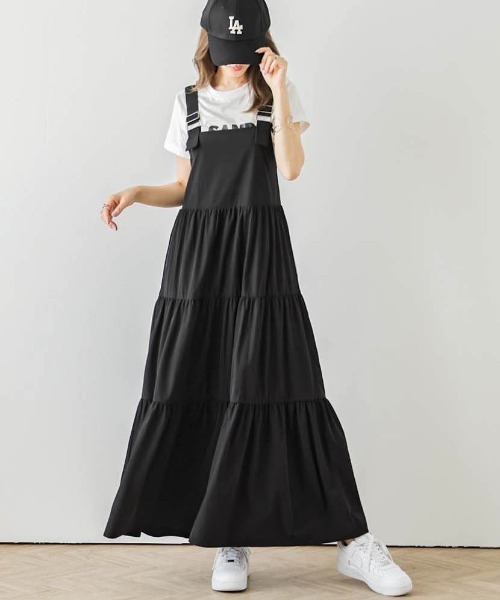 La-gemme（ラジェム）の「ティアードジャンパースカート（スカート・レディース・グレー/ホワイト/ブラック/グリーン・M/L）」の9枚目の写真