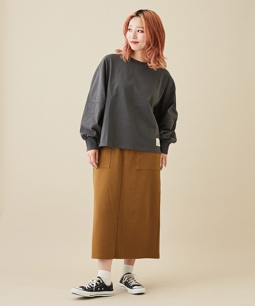 CUBE SUGAR（キューブシュガー）の「OE天竺カットソーボリュームスリーブプルオーバー（Tシャツ/カットソー・レディース・イエロー/グリーン/ヘザーチャコール/オレンジ・M）」の5枚目の写真