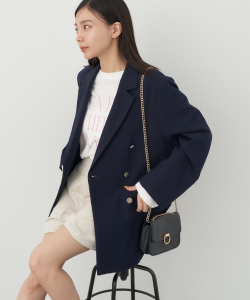 earth music&ecology（アースミュージックアンドエコロジー）の「テーラードジャケット（テーラードジャケット・レディース・ネイビー/チェック・M/L）」の2枚目の写真