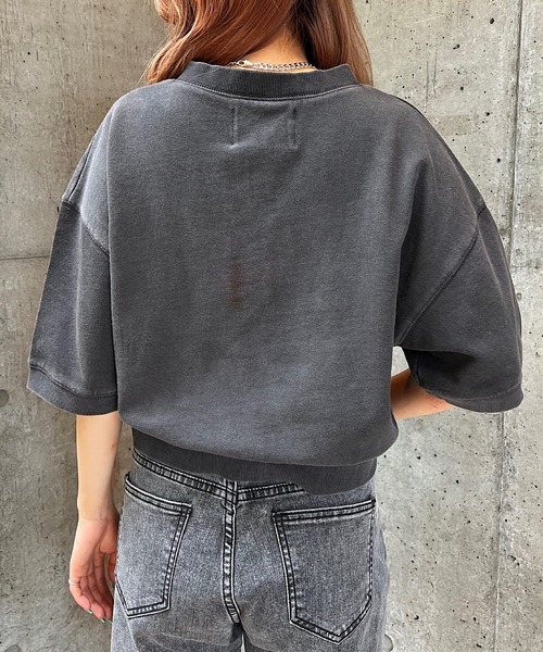 ROGER AND RAW（ロジャーアンドロウ）の「レースアップロゴプリントショートスウェットトップス（スウェット・レディース・ブルー/スミクロ/ホワイト・FREE）」の12枚目の写真