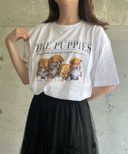 cuorequal(クオレコール)の「子犬半袖Tシャツ(Tシャツ/カットソー・レディース・ホワイト・MEDIUM/LARGE/X-LARGE)」の9枚目の写真