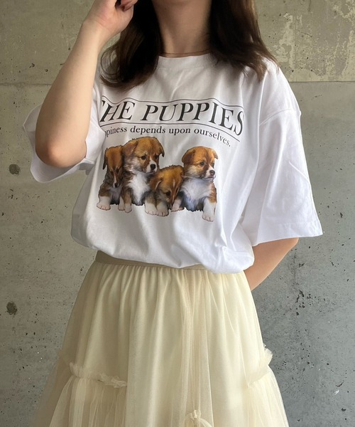 cuorequal(クオレコール)の「子犬半袖Tシャツ(Tシャツ/カットソー・レディース・ホワイト・MEDIUM/LARGE/X-LARGE)」の7枚目の写真