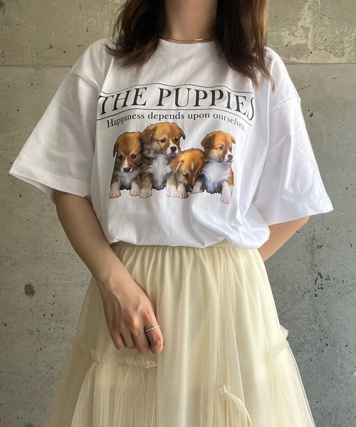 cuorequal(クオレコール)の「子犬半袖Tシャツ(Tシャツ/カットソー・レディース・ホワイト・MEDIUM/LARGE/X-LARGE)」の13枚目の写真