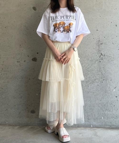 cuorequal(クオレコール)の「子犬半袖Tシャツ(Tシャツ/カットソー・レディース・ホワイト・MEDIUM/LARGE/X-LARGE)」の10枚目の写真
