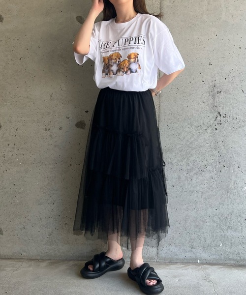 cuorequal(クオレコール)の「子犬半袖Tシャツ(Tシャツ/カットソー・レディース・ホワイト・MEDIUM/LARGE/X-LARGE)」の3枚目の写真