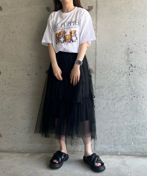 cuorequal(クオレコール)の「子犬半袖Tシャツ(Tシャツ/カットソー・レディース・ホワイト・MEDIUM/LARGE/X-LARGE)」の5枚目の写真