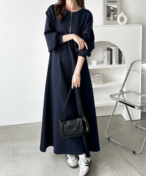 セール】【新色追加】楽ちんすっきり見せ前後2WAYハーフジップ