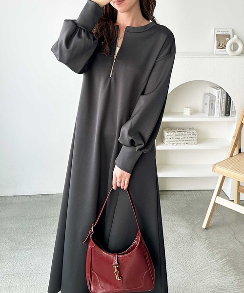 セール】【新色追加】楽ちんすっきり見せ前後2WAYハーフジップ