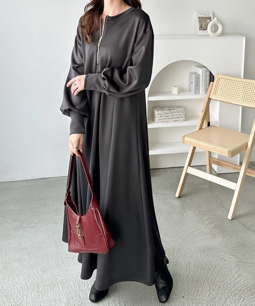 セール】【新色追加】楽ちんすっきり見せ前後2WAYハーフジップ