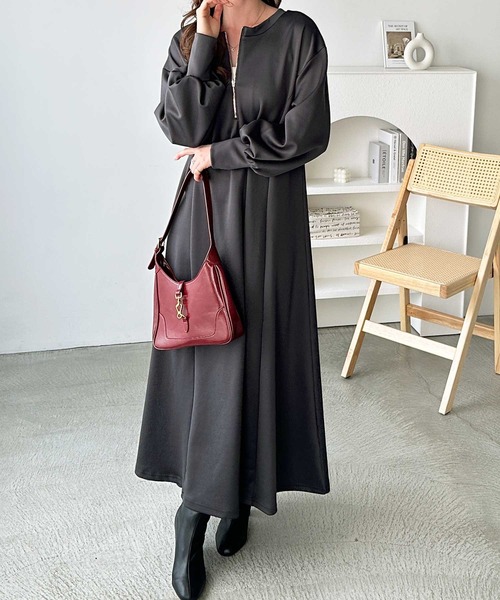 セール】【新色追加】楽ちんすっきり見せ前後2WAYハーフジップ