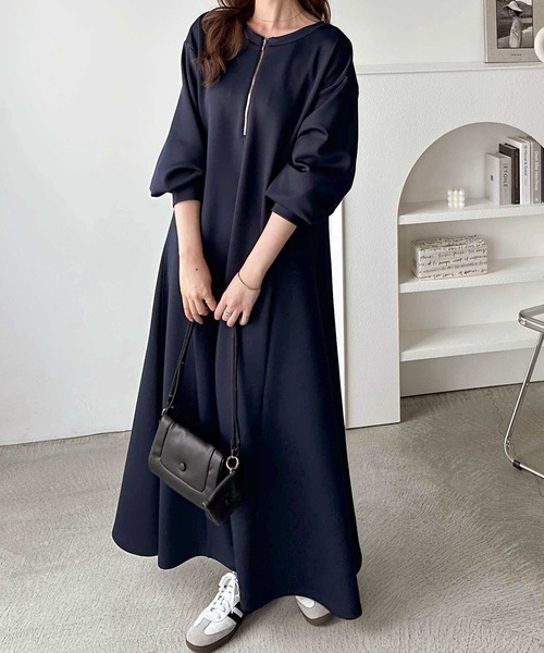 セール】【新色追加】楽ちんすっきり見せ前後2WAYハーフジップ