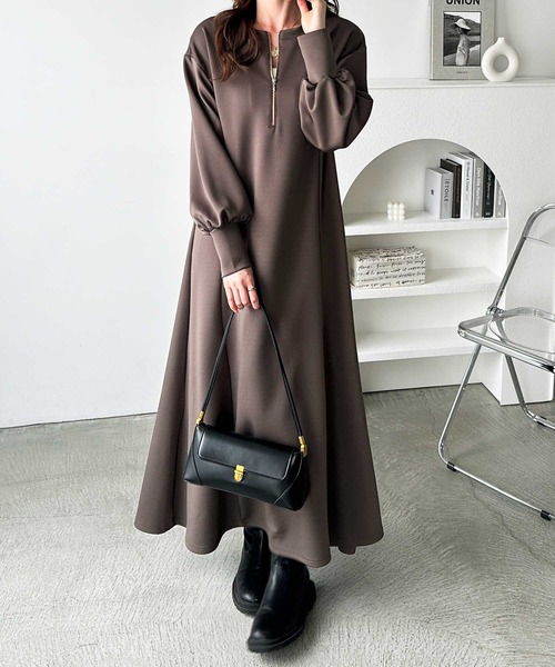 セール】【新色追加】楽ちんすっきり見せ前後2WAYハーフジップ