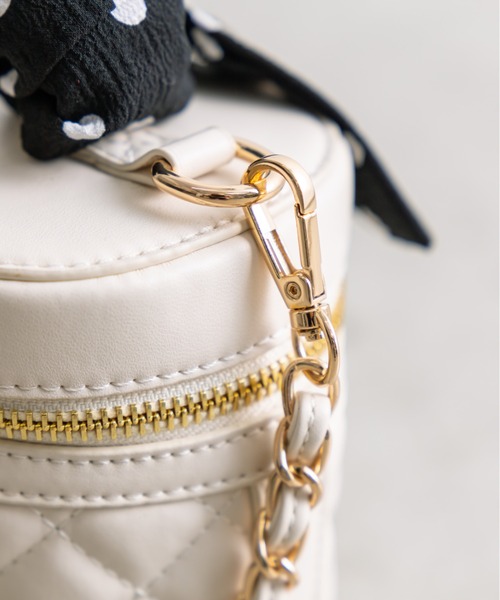 CHRISTIAN DIOR アイボリー キルティング バッグ スカーフ付き