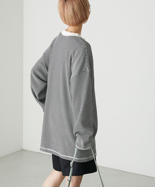 forksy.(フォルクシー)の「【forksy.】ワッフルヘンリーネック配色ステッチロンT(Tシャツ/カットソー・レディース・カーキ/杢グレー/ホワイト×ブラック/アイボリー/コーラル・FREE)」の19枚目の写真