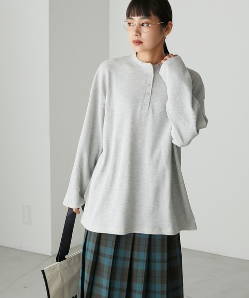 ワッフル ロングスリーブ Tシャツ 2色 キーネック 韓国 nr8310 ワッフル ロングスリーブ Tシャツ 2色 キーネック 韓国 nr8310