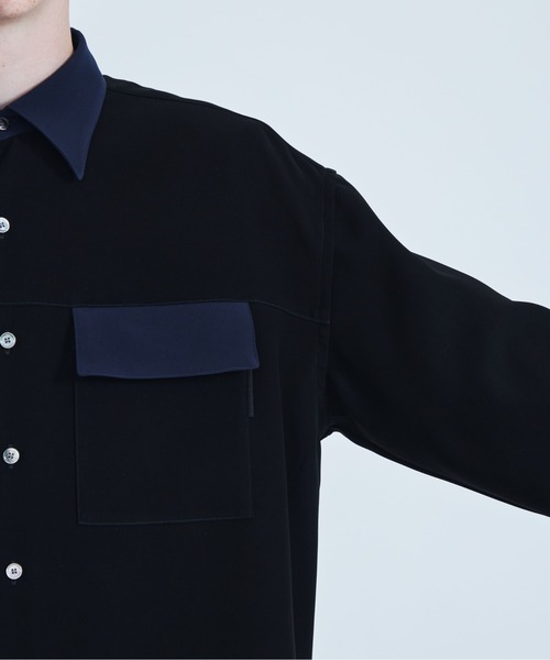 STUDIOUS（ステュディオス）の「Garuda バイカラーステッチシャツ（シャツ/ブラウス・メンズ・ブラック/グリーン・1/2）」の10枚目の写真