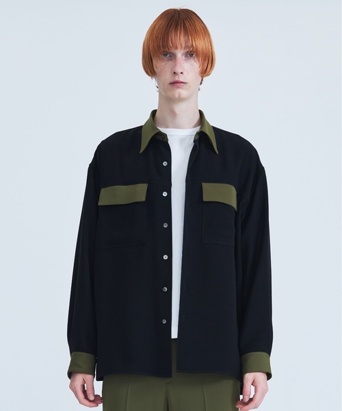STUDIOUS（ステュディオス）の「Garuda バイカラーステッチシャツ（シャツ/ブラウス・メンズ・ブラック/グリーン・1/2）」の17枚目の写真