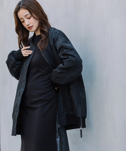 Munich（ミューニック）の「ナイロンツイル×キルティングタフタサイドジップブルゾン（MA-1・レディース・グレー/ブラック/カーキ・XS/S）」の21枚目の写真