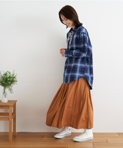 TOKYO SHIRTS（トウキョウシャツ）の「オーバーサイズ 長袖レースアップシャツ（シャツ/ブラウス・レディース・ブルー/ホワイト/ネイビー・FREE）」の10枚目の写真