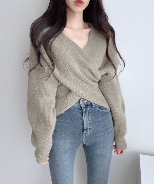 RiLi クロスリブニット セール】◇クロスネックリブニット（ニット/セーター）｜NATURAL