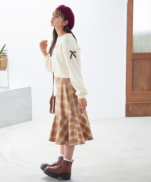 セットアップ可】チェック柄マーメイドスカート(130㎝～150