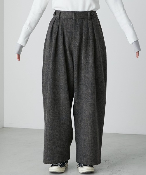 forksy.】3タックヘリンボーンボリュームパンツ forksy.│MONO-MART