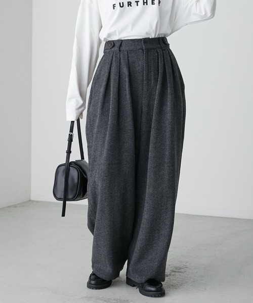 forksy.】3タックヘリンボーンボリュームパンツ forksy.│MONO-MART