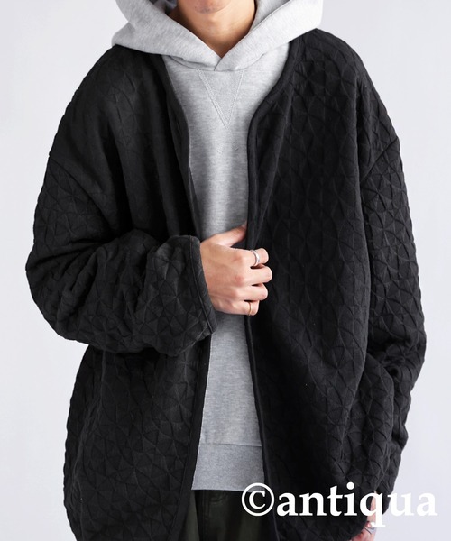 antiqua（アンティカ）の「キルティングジャケット（ノーカラージャケット・レディース・ブラック・FREE）」の4枚目の写真