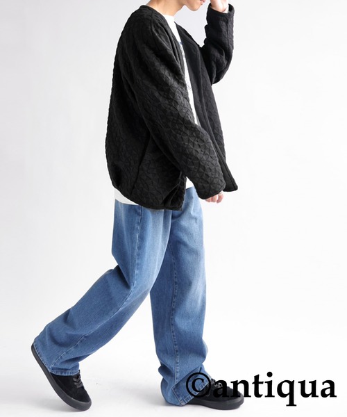 antiqua（アンティカ）の「キルティングジャケット（ノーカラージャケット・レディース・ブラック・FREE）」の7枚目の写真