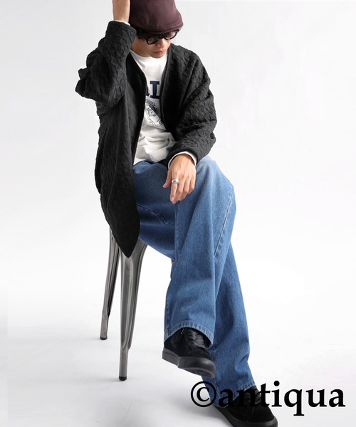 antiqua（アンティカ）の「キルティングジャケット（ノーカラージャケット・レディース・ブラック・FREE）」の9枚目の写真