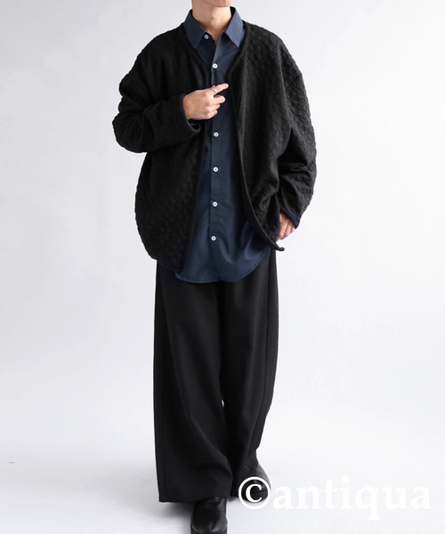 antiqua（アンティカ）の「キルティングジャケット（ノーカラージャケット・レディース・ブラック・FREE）」の2枚目の写真