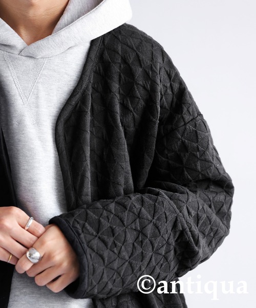 antiqua（アンティカ）の「キルティングジャケット（ノーカラージャケット・レディース・ブラック・FREE）」の6枚目の写真