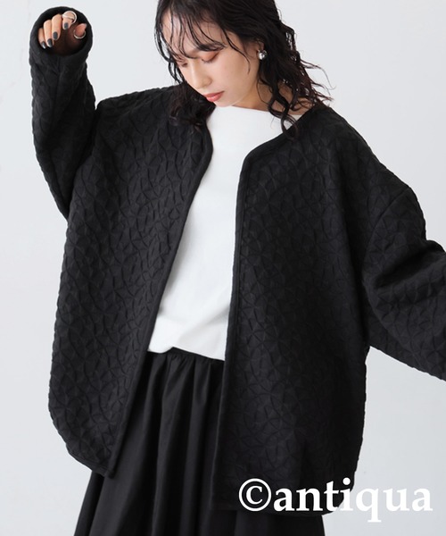 antiqua（アンティカ）の「キルティングジャケット（ノーカラージャケット・レディース・ブラック・FREE）」の22枚目の写真